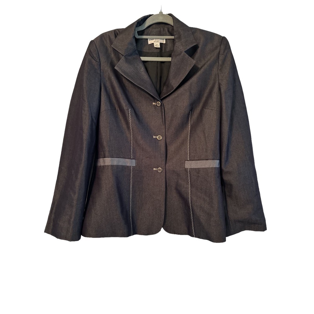Lena Gabrielle New York Black Embellished Blazer Size 12 Work Business